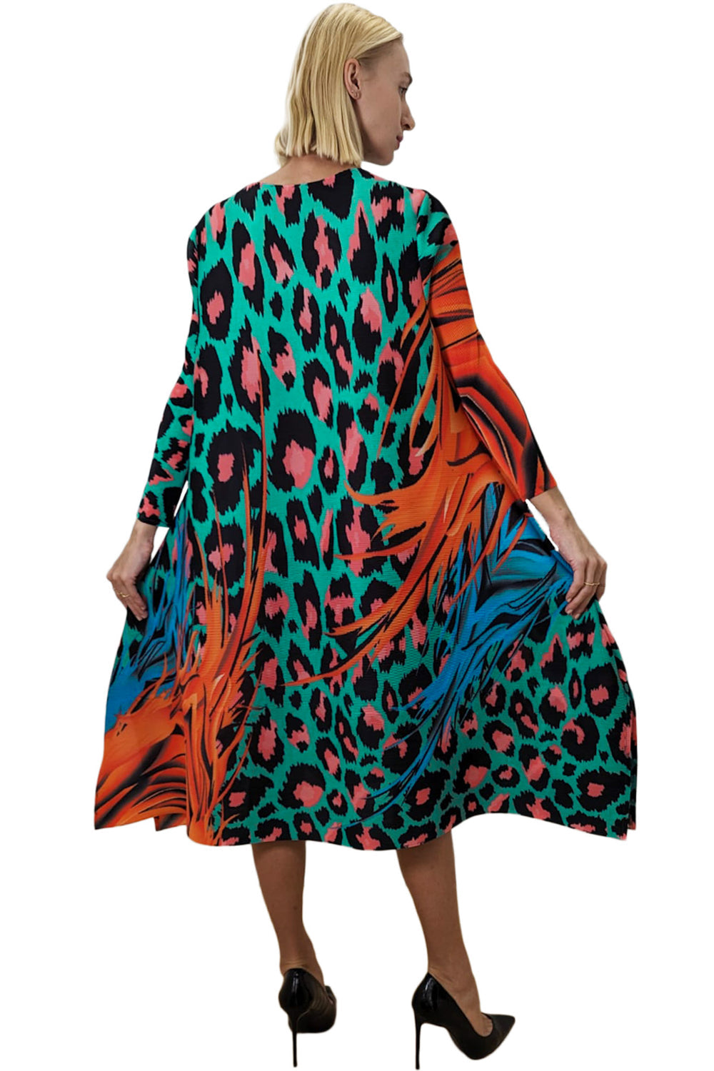 Printed Long Sleeve Midi Dress