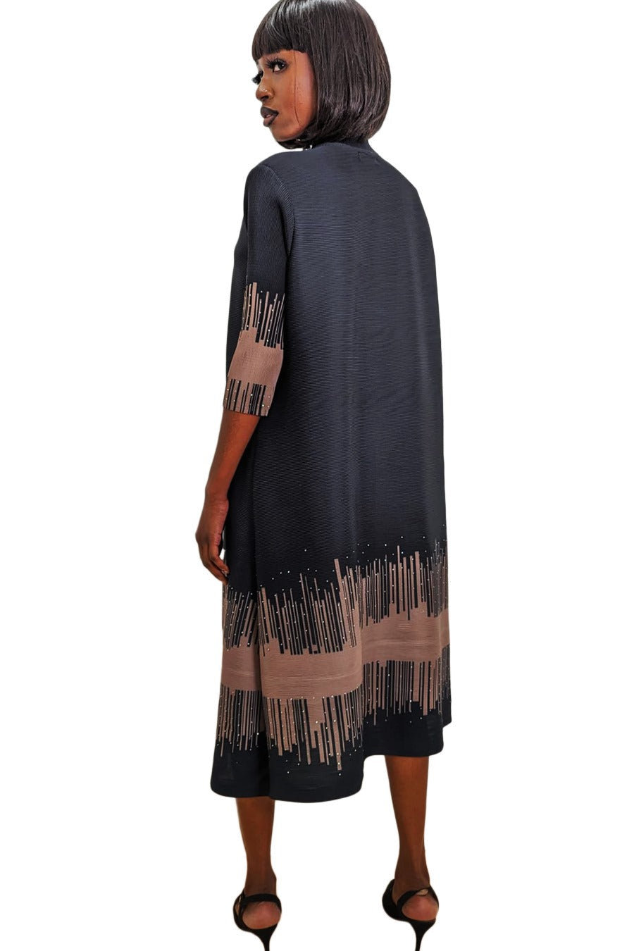 Buttoned Down Long Sleeve Midi Dress